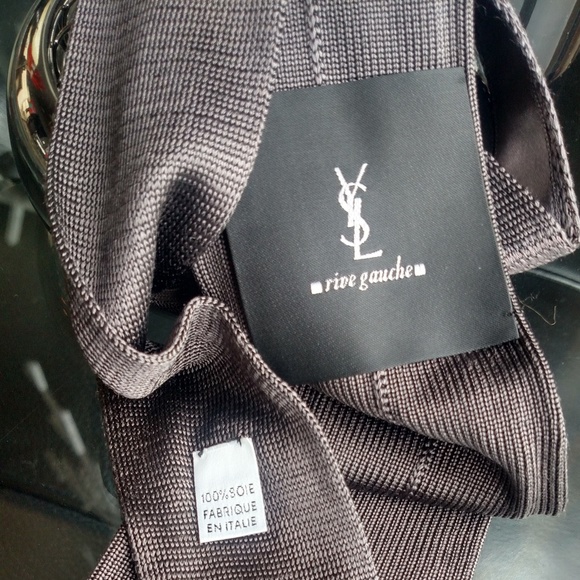 YSL Rive Gauche Silk Grenadine Tie in Mauve - Picture 8 of 8